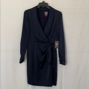 Vince Camuto navy silk dress